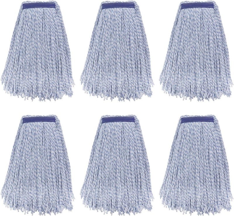 BeiLan Commercial Heavy Duty Mop Heads Replacement for Rubbermaid: 6 Packs Industrial Wet Mop Head for Floor Cleaning - Commercial Products Wet Refills - Image 1